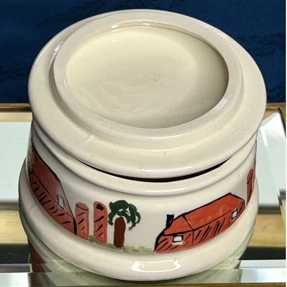 Reward Hand-Painted Ceramic Farmhouse Scene Round Lidded Trinket Box - Picture 9 of 13